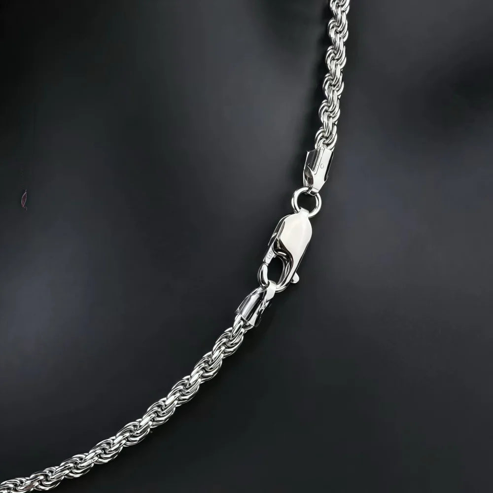 Hip Hop Men 925 Sterling Silver Twist Chain Necklace Spring Buckle Basic Necklace Simple Jewelry Fashion Women Accessories