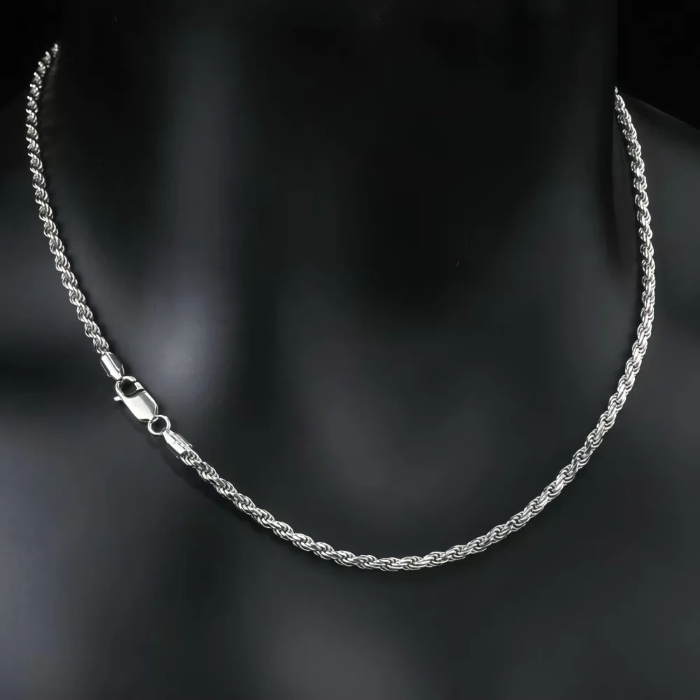 Hip Hop Men 925 Sterling Silver Twist Chain Necklace Spring Buckle Basic Necklace Simple Jewelry Fashion Women Accessories