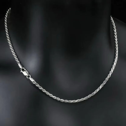 Hip Hop Men 925 Sterling Silver Twist Chain Necklace Spring Buckle Basic Necklace Simple Jewelry Fashion Women Accessories