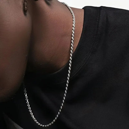 Hip Hop Men 925 Sterling Silver Twist Chain Necklace Spring Buckle Basic Necklace Simple Jewelry Fashion Women Accessories