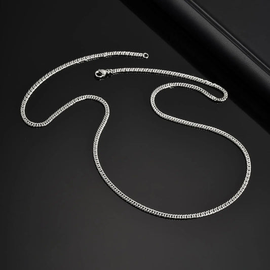Cuban Chain Necklace for Men 45Cm 60Cm 70Cm Length Option Vintage Metal Collar Punk Stainless Steel Curb Link Chain Chokers