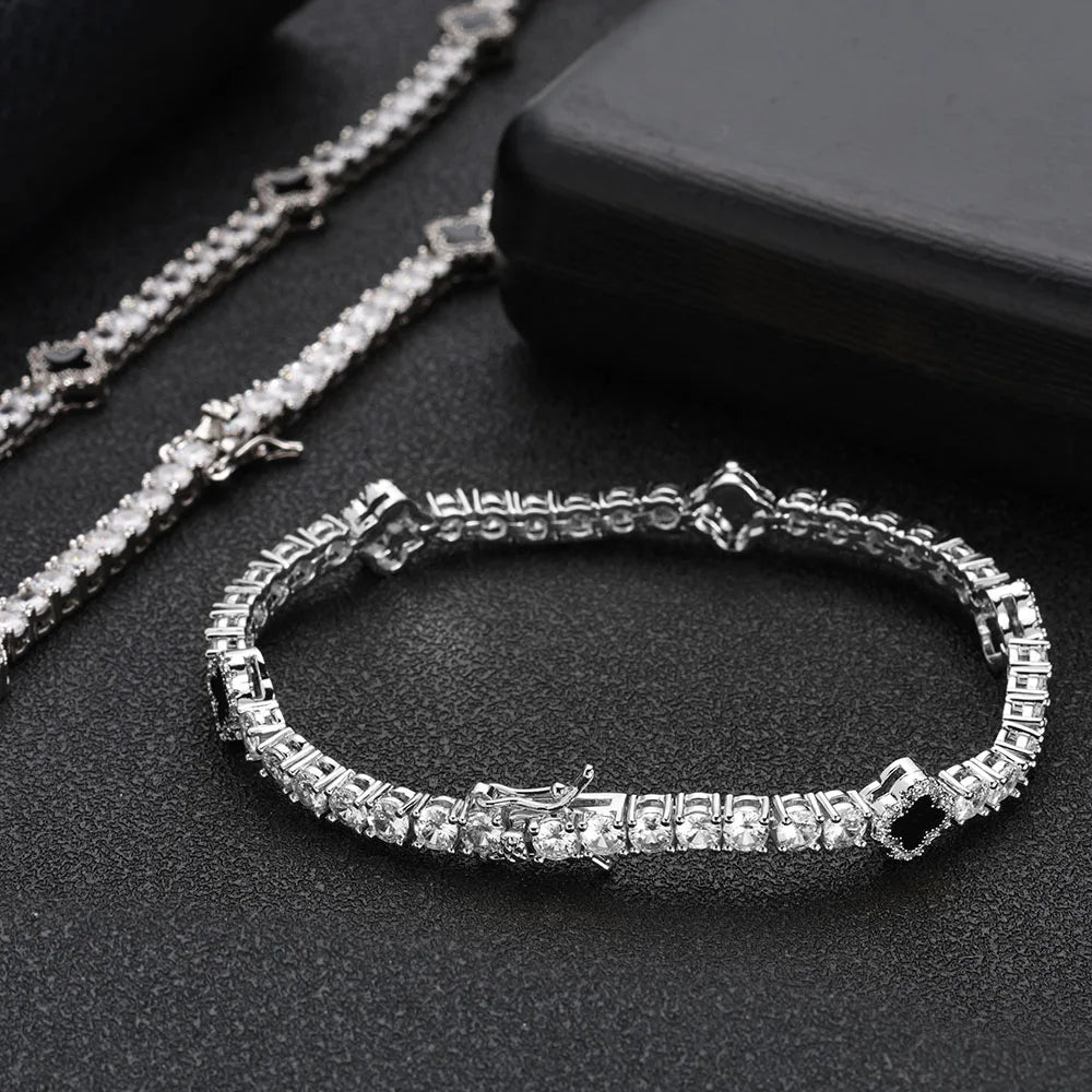 NY Fashion Design Dainty Tennis Chain Gold/Silver Plated Zircon Bracelet Luxury Hip Hop Jewelry for Men Women Party Gift