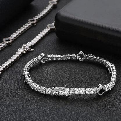 NY Fashion Design Dainty Tennis Chain Gold/Silver Plated Zircon Bracelet Luxury Hip Hop Jewelry for Men Women Party Gift