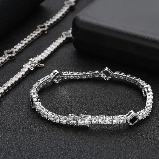 NY Fashion Design Dainty Tennis Chain Gold/Silver Plated Zircon Bracelet Luxury Hip Hop Jewelry for Men Women Party Gift